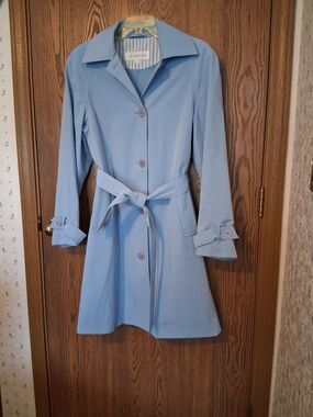 Liz Claiborne Light Blue Trench Coat with Tie Waist